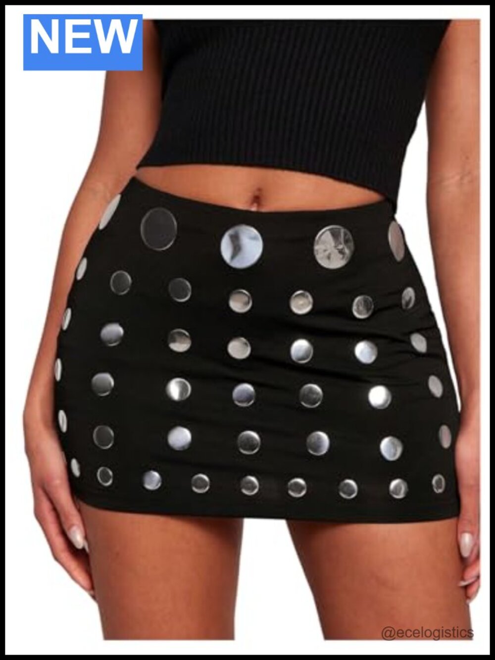 Y2k Studded Low Rise Bodycon Mini Skort with Built-in Shorts